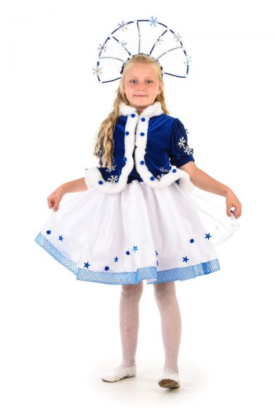 Снегурочка «Морозко» с короной карнавальный костюм для девочки