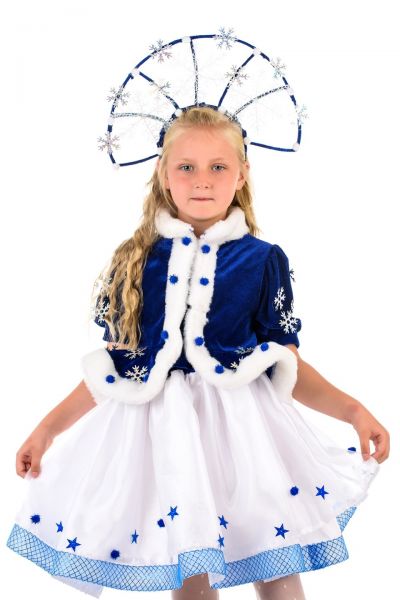 Снегурочка «Морозко» с короной карнавальный костюм для девочки