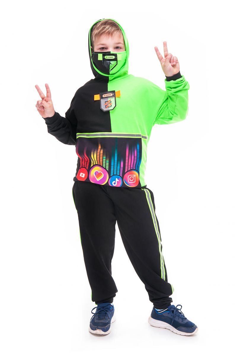 Масочка - «Блогер зеленый» карнавальный костюм для детей / фото №2718