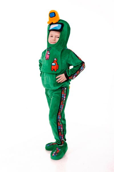 Зеленый AmongUs «Амонг Ас» карнавальный костюм для детей