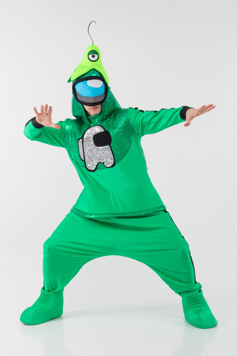 Масочка - Зеленый AmongUs «Амонг Ас» карнавальный костюм для аниматоров / фото №3082
